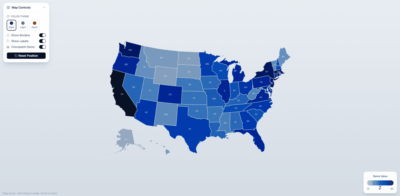 Isometric USA Interactive Map